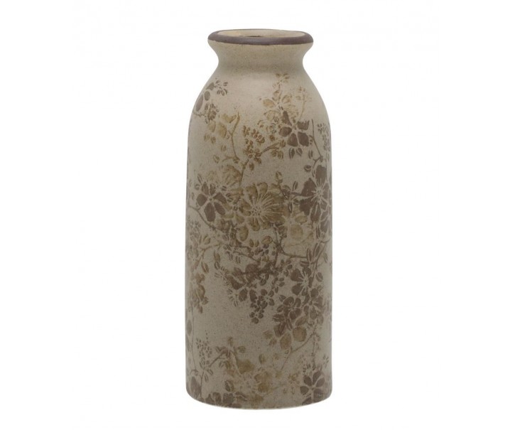 Béžová antik keramická váza s podzimními květy Melun - Ø 8*20 cm Chic Antique