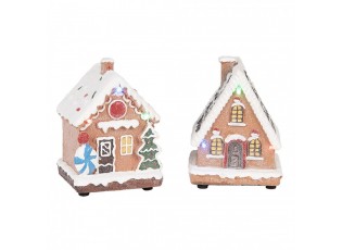 17ks perníková LED chaloupka s doplňky Gingerbread - 9*8*13 cm / 2xAAA