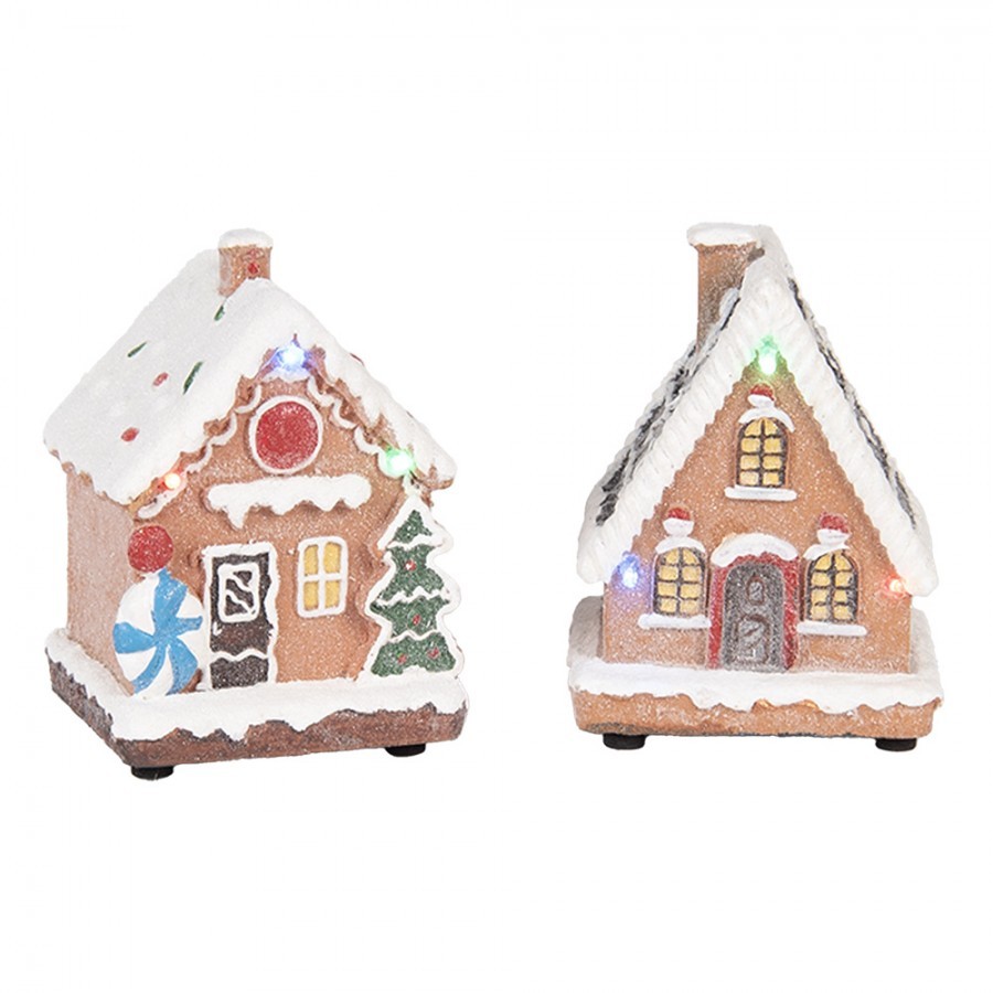 17ks perníková LED chaloupka s doplňky Gingerbread - 9*8*13 cm / 2xAAA