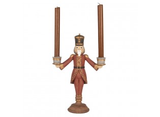 Červená antik dekorace svícen Louskáček Nutcracker 21*9*30 cm 