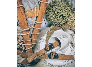 Hnědá antik dřevěná dekorace lyže Ski Vintage - 11*4*28 cm