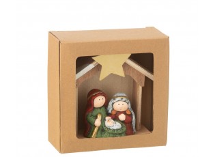 Přírodní svítící Betlém s keramickými postavičkami Nativity - 14*6*15 cm