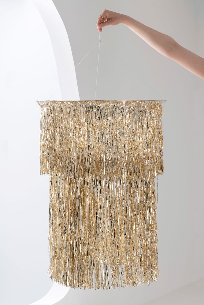 Stínidlo na lampu s vinylovými třásněmi Chandelié L - Ø 60*80 cm
