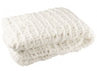 Luxusní žinylkový pletený pléd s velkými oky Chenille Blanc - 130*170 cm 