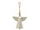 Stříbrný kovový zvonek s korálky Angel - 17*9*28 cm J-Line by Jolipa