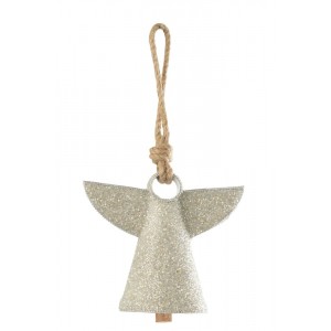 Stříbrný kovový zvonek s korálky Angel - 17*9*28 cm
