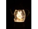 Bílá antik závěsná svítící konvička se Santou a třpytkami Glitt Led - 15*15*16 cm J-Line by Jolipa