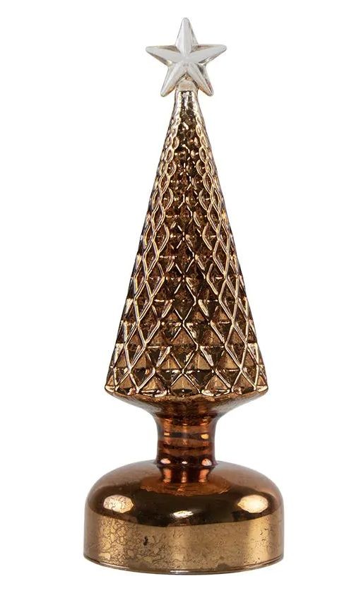 Bronzový svítící skleněný vánoční stromek Led M - Ø 8*35 cm