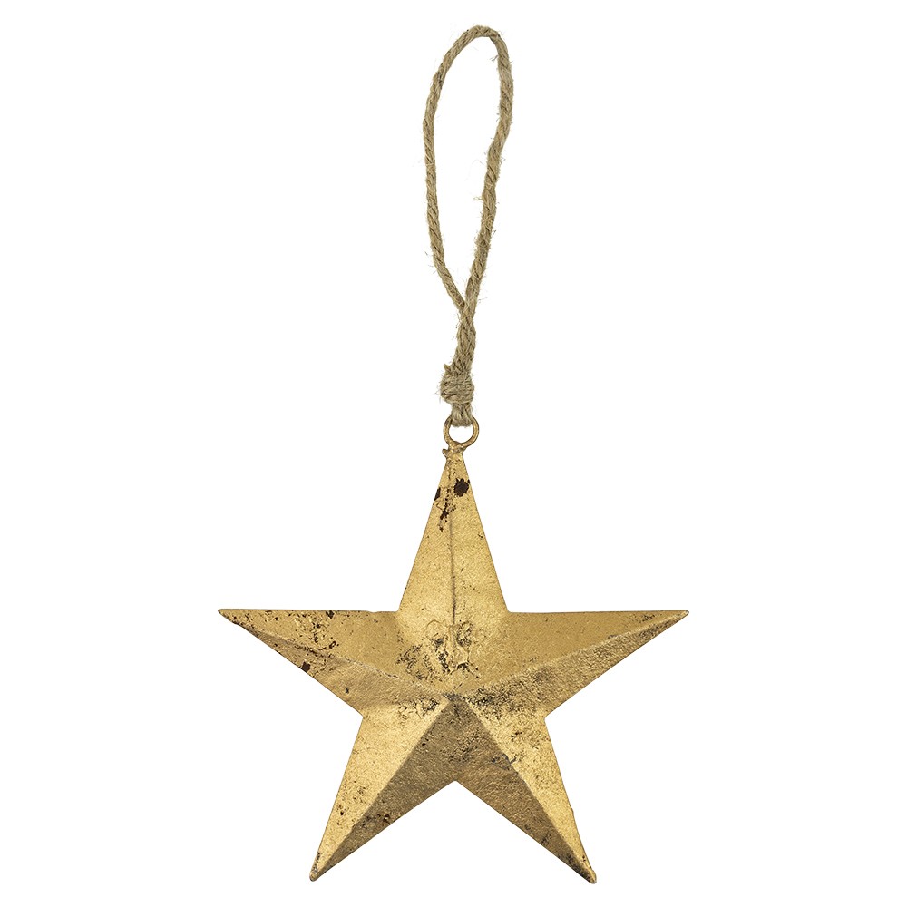 Dekorace zlatá kovová hvězda na provázku - 12*0,3*12cm