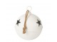 Bílá antik závěsná kovová ozdoba rolnička Baub Xmas M - Ø 30*42 cm J-Line by Jolipa