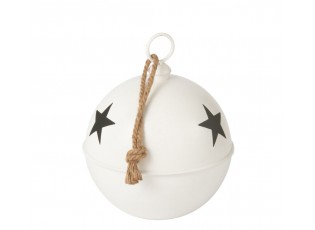 Bílá antik závěsná kovová ozdoba rolnička Baub Xmas M - Ø 30*42 cm