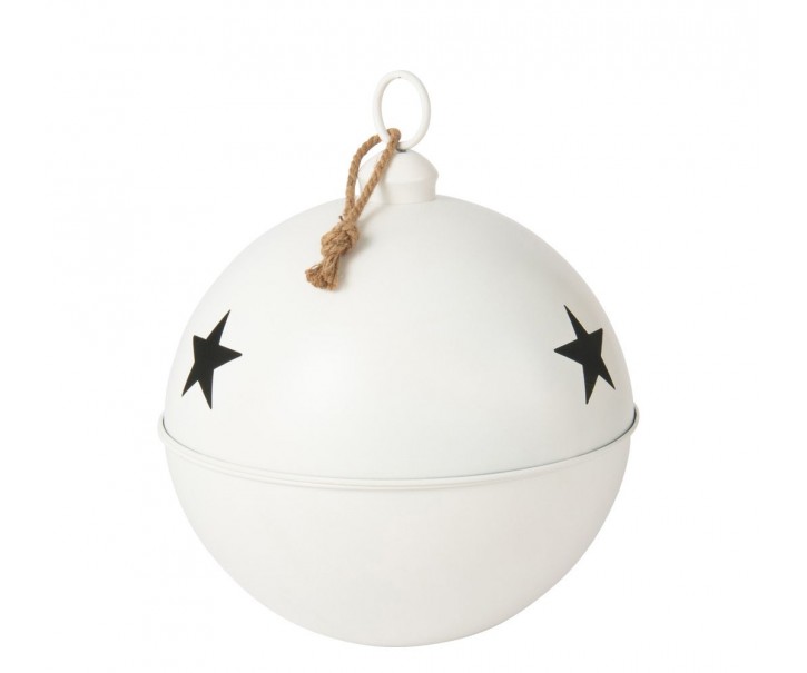 Bílá antik závěsná kovová ozdoba rolnička Baub Xmas L - Ø 51*60 cm J-Line by Jolipa