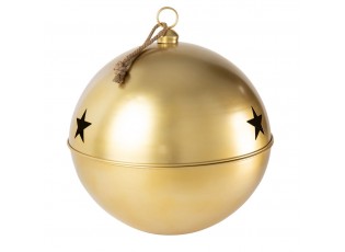 Zlatá antik kovová ozdoba rolnička se šňůrkou Baub Xmas XL - Ø 80*90 cm
