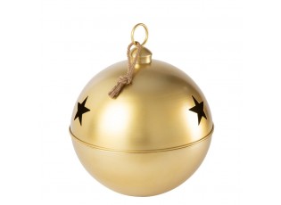 Zlatá antik kovová ozdoba rolnička se šňůrkou Baub Xmas L - Ø 51*60 cm