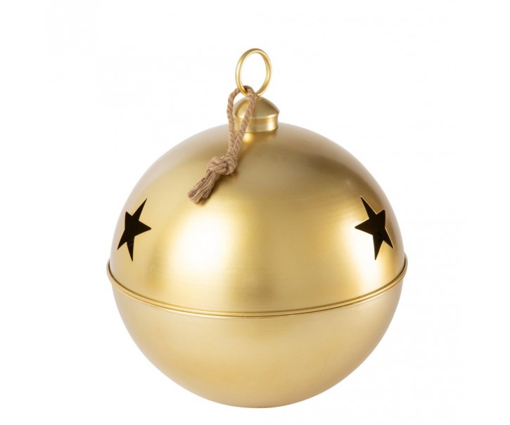 Zlatá antik kovová ozdoba rolnička se šňůrkou Baub Xmas L - Ø 51*60 cm J-Line by Jolipa