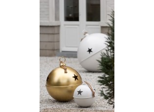 Zlatá antik závěsná kovová ozdoba rolnička Baub Xmas S - Ø 16*26 cm