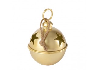 Zlatá antik závěsná kovová ozdoba rolnička Baub Xmas S - Ø 16*26 cm