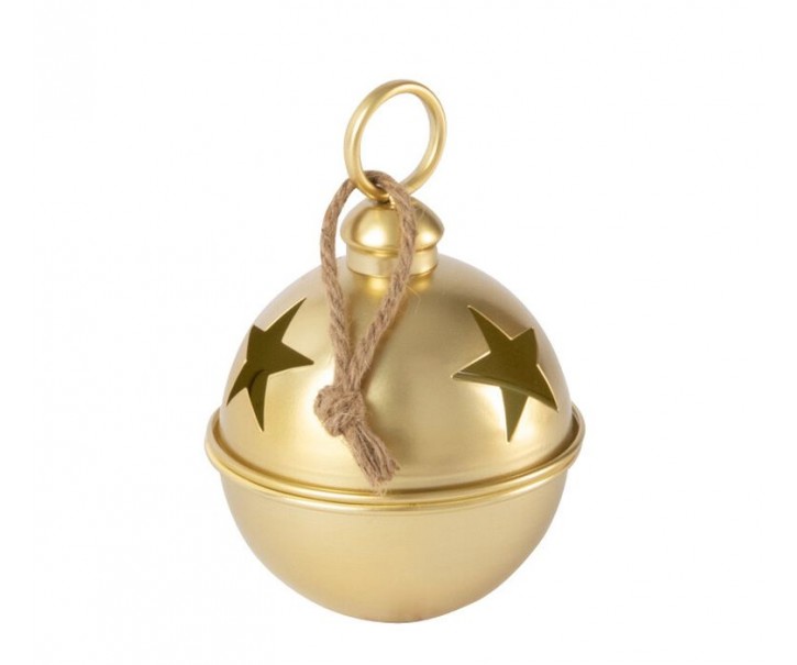 Zlatá antik závěsná kovová ozdoba rolnička Baub Xmas S - Ø 16*26 cm J-Line by Jolipa