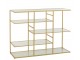 Zlatý antik kovový regál se skleněnými policemi Doree gold - 120*40*91 cm J-Line by Jolipa