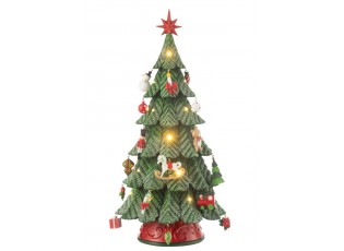 Červeno-zelený strom s ozdobami a Led světýlky Xmas Tree - Ø 25*52 cm