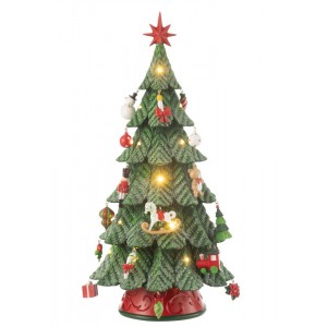 Červeno-zelený strom s ozdobami a Led světýlky L - Ø 25*52 cm
