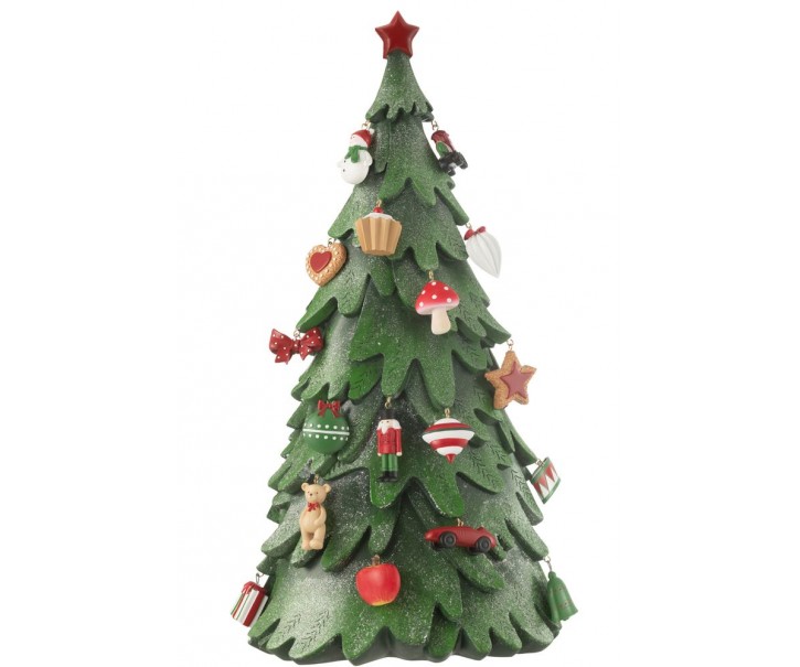 Červeno-zelený strom s ozdobami Xmas Tree - 21*33*63 cm J-Line by Jolipa
