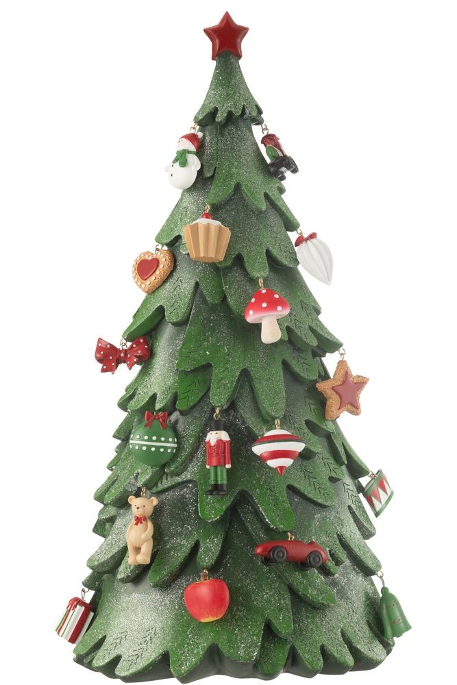Červeno-zelený strom s ozdobami Xmas Tree - 21*33*63 cm