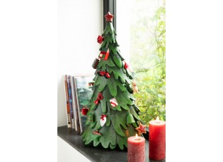 Červeno-zelený strom s ozdobami Xmas Tree - 21*33*63 cm
