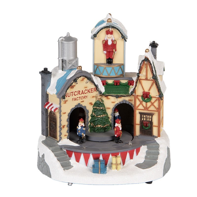 Hrací vánoční domek s LED světýlky a louskáčky - 20*17*23 cm / 3xAA