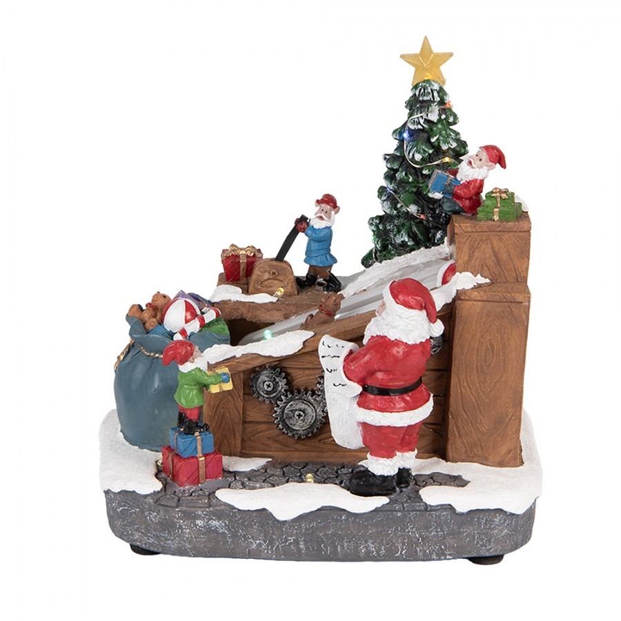 Hrací vánoční dekorace s LED světýlky Santa Claus - 20*16*20 cm / 3xAA