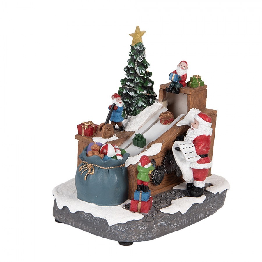 Hrací vánoční dekorace s LED světýlky Santa Claus - 20*16*20 cm / 3xAA