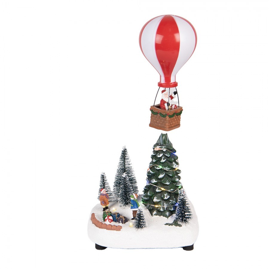 Hrací vánoční dekorace s LED světýlky Santa Claus - 17*13*15/18cm / 3xAA