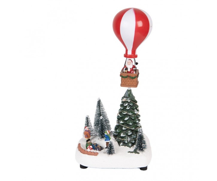 Hrací vánoční dekorace s LED světýlky Santa Claus - 17*13*15/18cm / 3xAA Clayre & Eef