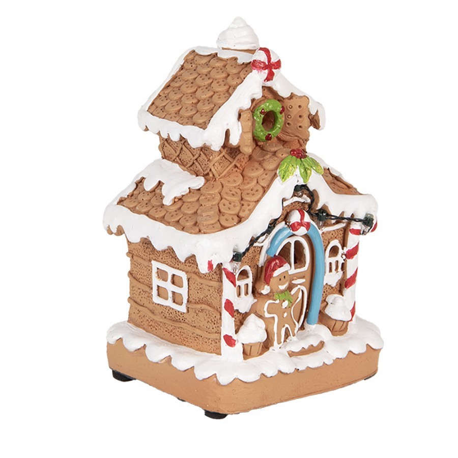 Perníkový LED domek s perníčkem Gingerbread Cotti - 11*10*17 cm/ 2xAA