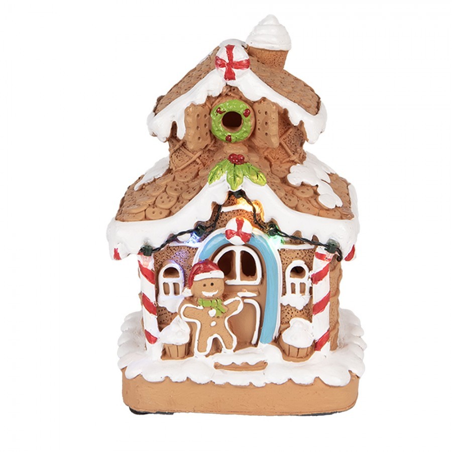 Perníkový LED domek s perníčkem Gingerbread Cotti - 11*10*17 cm/ 2xAA