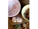 Růžová porcelánová miska s květy uvnitř Arés - Ø12*5,5 cm / 300ml Chic Antique