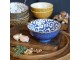 Modrá porcelánová miska s květy uvnitř Arés - Ø12*5,5 cm / 300ml Chic Antique