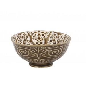 Modrá porcelánová miska s květy uvnitř Arés - Ø12*5,5 cm / 300ml