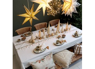 Krémový bavlněný ubrus s girlandou Aix Christmas - 140*240 cm