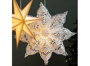 Krémová zdobená papírová hvězda Vintage Paper Star - 60 cm