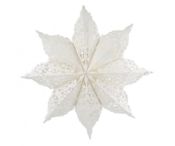 Krémová zdobená papírová hvězda Vintage Paper Star - 60 cm Chic Antique