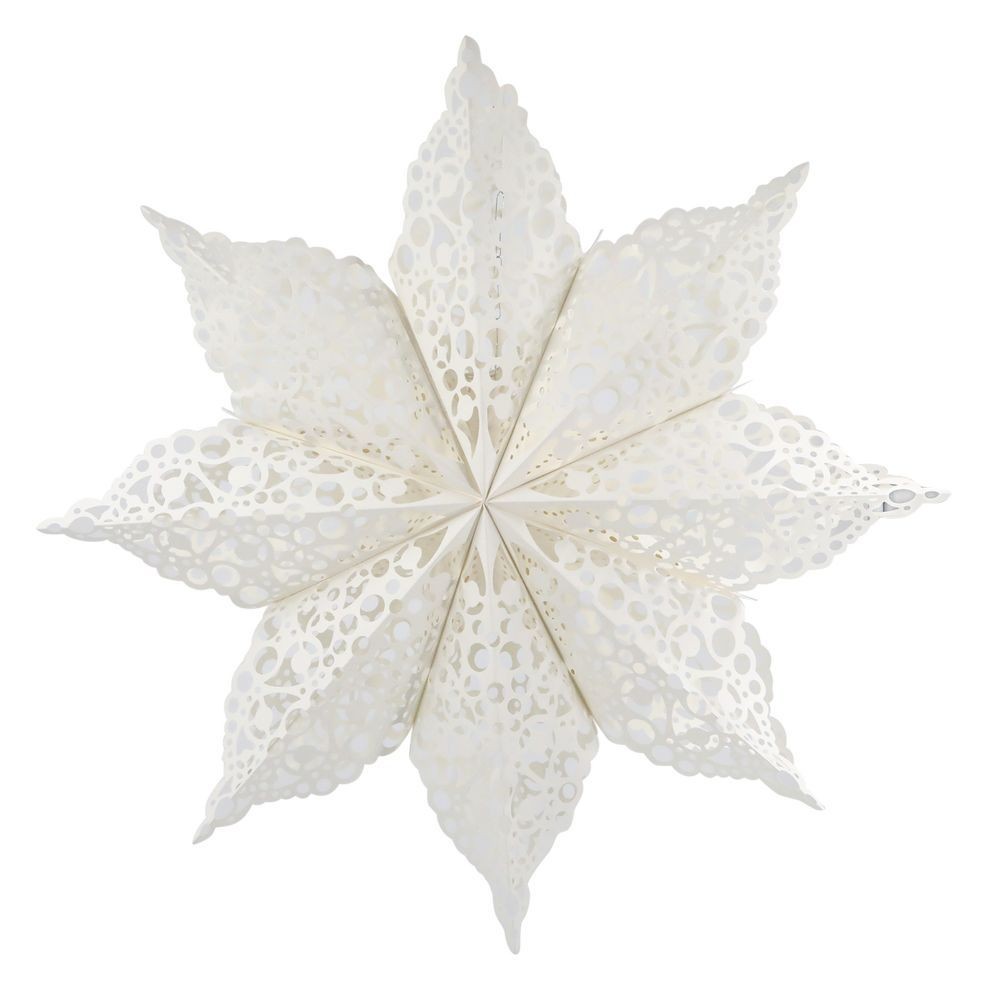 Krémová zdobená papírová hvězda Vintage Paper Star - 60 cm