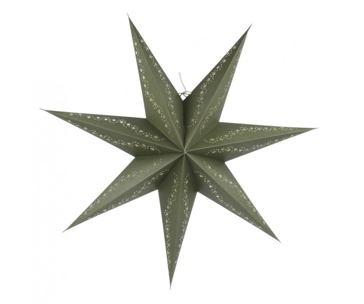 Olivová papírová hvězda Vintage Paper Star - 60 cm Chic Antique
