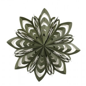 Olivová papírová zdobená hvězda Vintage Paper Star - 60 cm