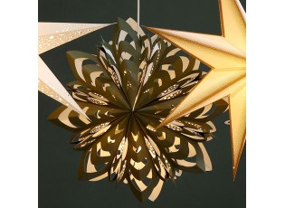 Olivová papírová zdobená hvězda Vintage Paper Star - 60 cm