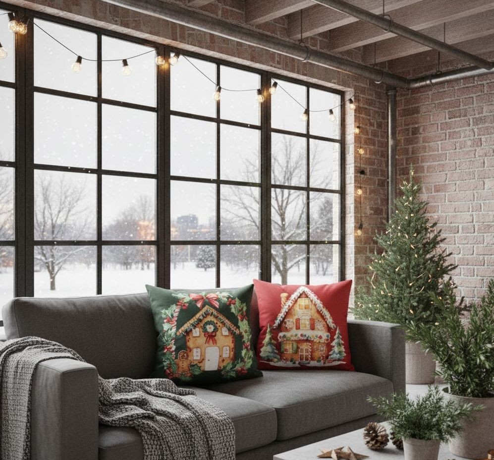 Zelený povlak na polštář s perníkovou chaloupkou - 45*45 cm Clayre & Eef Zelený povlak na polštář s perníkovou chaloupkou - 45*45 cm Clayre & Eef