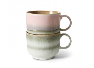 Set 2ks hrnek na čaj 70s Lush Tea - 14*10*8cm / 425 ml 