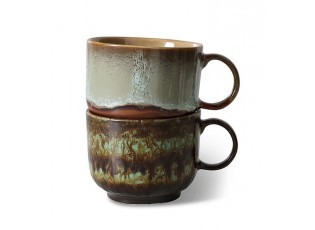 Set 2ks hrnek na čaj 70s Lush Odyssey Tea - 14*10*8cm / 425 ml 