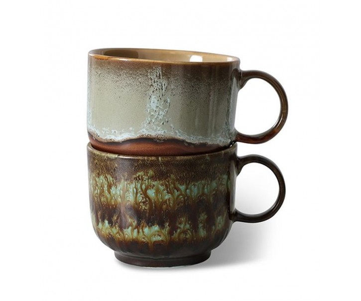 Set 2ks hrnek na čaj 70s Lush Tea - 14*10*8cm / 425 ml HKLIVING