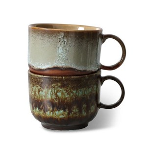 Set 2ks hrnek na čaj 70s Lush Tea - 14*10*8cm / 425 ml 